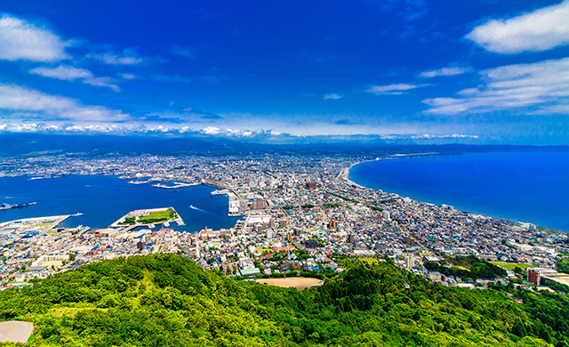 函館山から望む市街地と海岸線(函館)